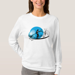 Camiseta Hoodie leve das meninas do surf da pá