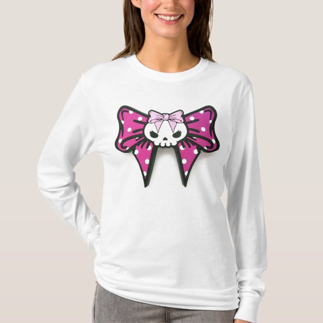 Camiseta Hoodie sleeved longo branco das meninas (Frente)
