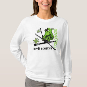 Camiseta Hoodie verde das senhoras do esquiador de Colorado