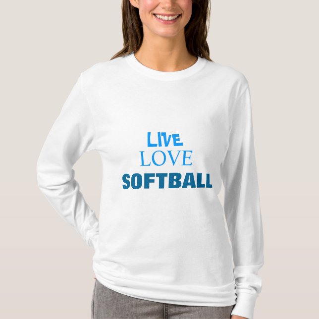 Camiseta HOODIE vivo do softball do amor (Frente)