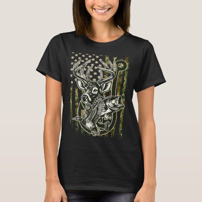 Camiseta Hook Antler Heart Love Fishing Hunting Fish Deer H (Frente)