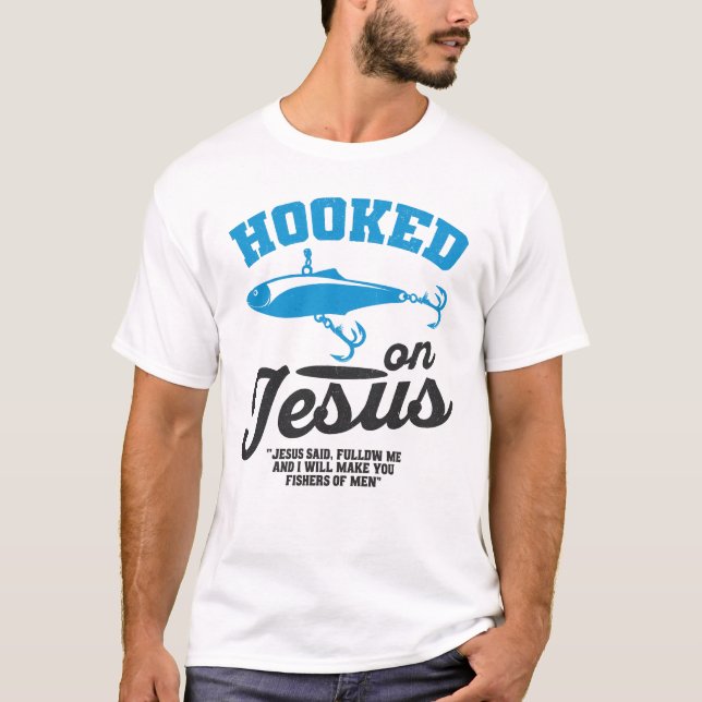 Camiseta Hooked on Jesus Christian Fishing T-Shirt – Fisher (Frente)