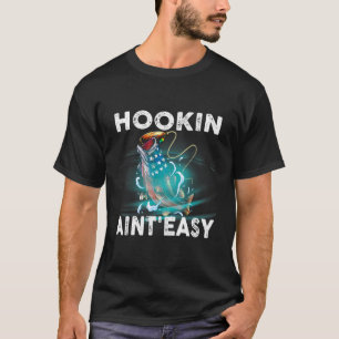 Camiseta Hookin Ain't Easy Fisheries Pescador Usa Flag