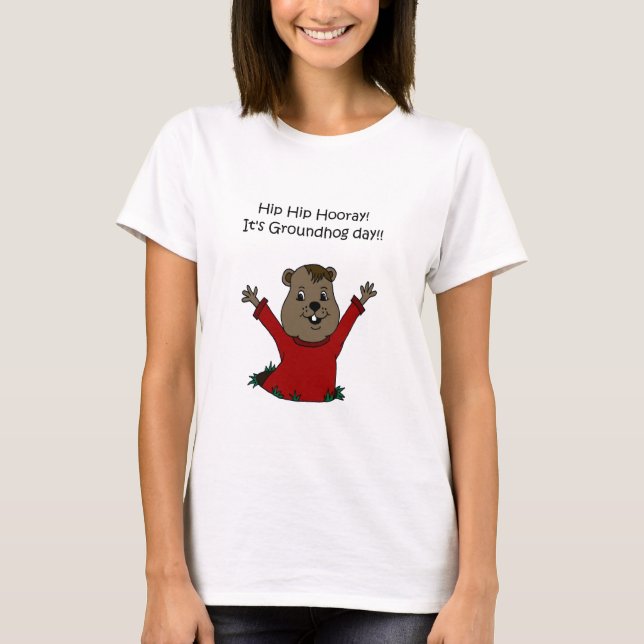 Camiseta hooray seu dia de Groundhog (Frente)