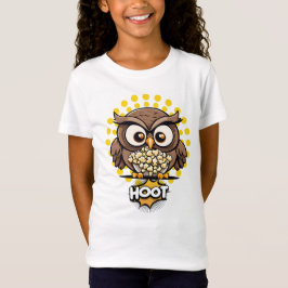 Camiseta Hoot! Coruja Irritável comendo pipoca