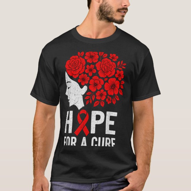 Camiseta Hope Aids Butterfly Red Ribbon Hiv Aids Awareness  (Frente)