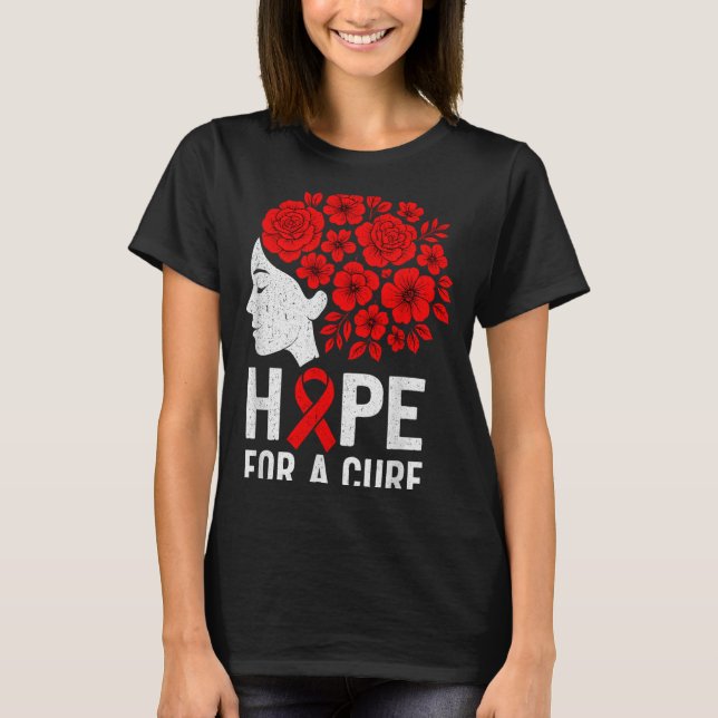 Camiseta Hope Aids Butterfly Red Ribbon Hiv Aids Awareness  (Frente)