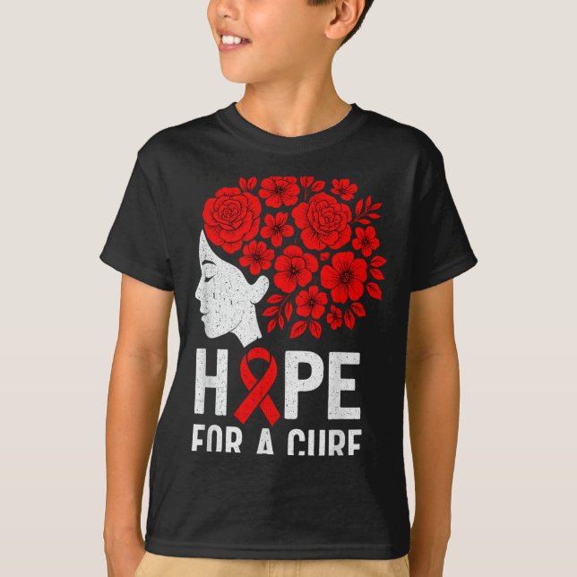 Camiseta Hope Aids Butterfly Red Ribbon Hiv Aids Awareness  (Frente)