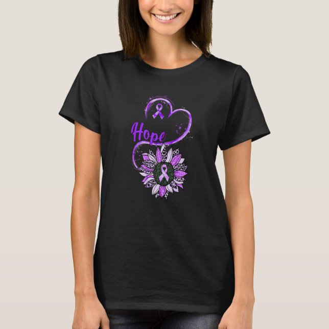 Camiseta Hope Alzheimer's Awareness Purple Ribbon Sunflower (Frente)
