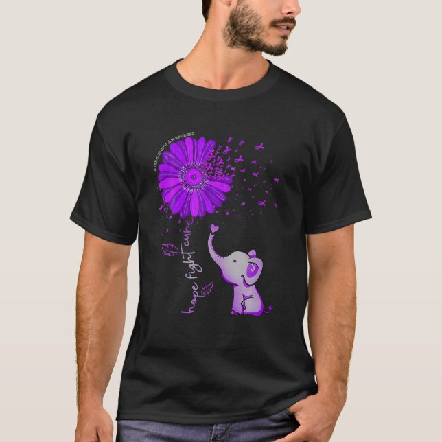 Camiseta Hope Fight Cure Elephant Alzheimer's Awarness Pur (Frente)