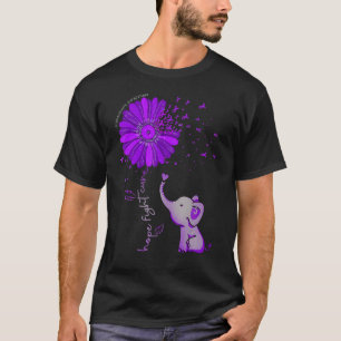 Camiseta Hope Fight Cure Elephant Alzheimer's Purple Ribbon
