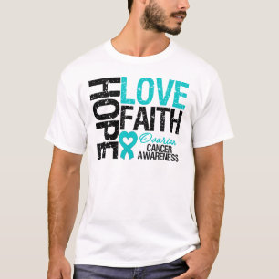 Camiseta Hope Love Faith Câncer de ovário T-Shirts