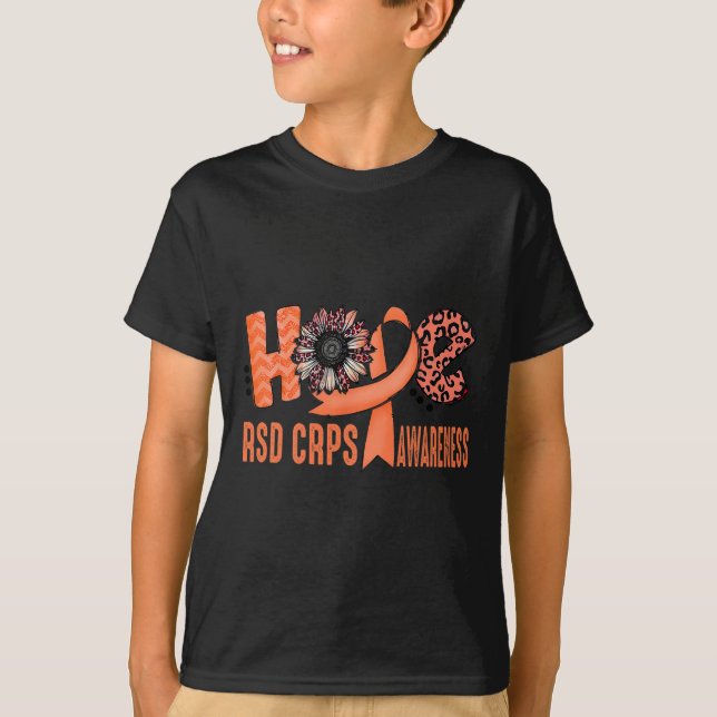 Camiseta Hope Orange Ribbon Lepard Sunflower RSD CRPS Awar (Frente)