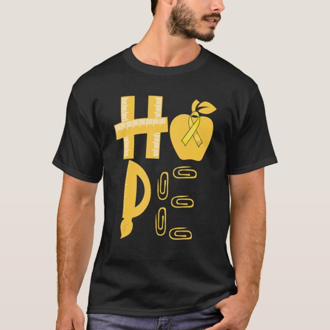Camiseta Hope Spina Bifida Awareness Yellow Ribbon Teacher (Frente)