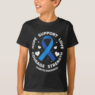 Camiseta Hope Support Love Blue Ribbon Diabetes Awareness