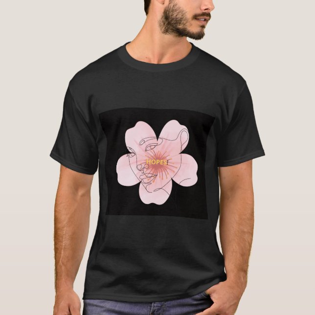 Camiseta HOPES! – portrait floral minimal (Frente)