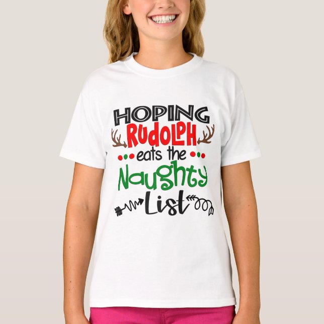 Camiseta Hoping Rudolph Come A Lista Maldita (Frente)