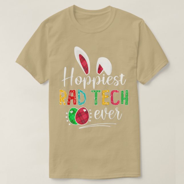 Camiseta Hoppiest Rad Tech Ever Bunny Ears Buffalo Xadrez E (Frente do Design)