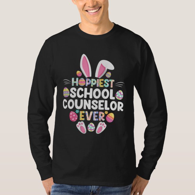 Camiseta Hoppiest School Counselor Ever  Happy Easter Day (Frente)