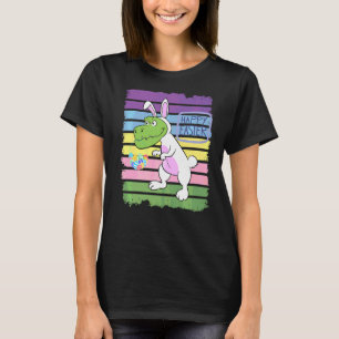 Camiseta Hopping Dinossaur Bunny Hunting Eggs Happy Eastraw