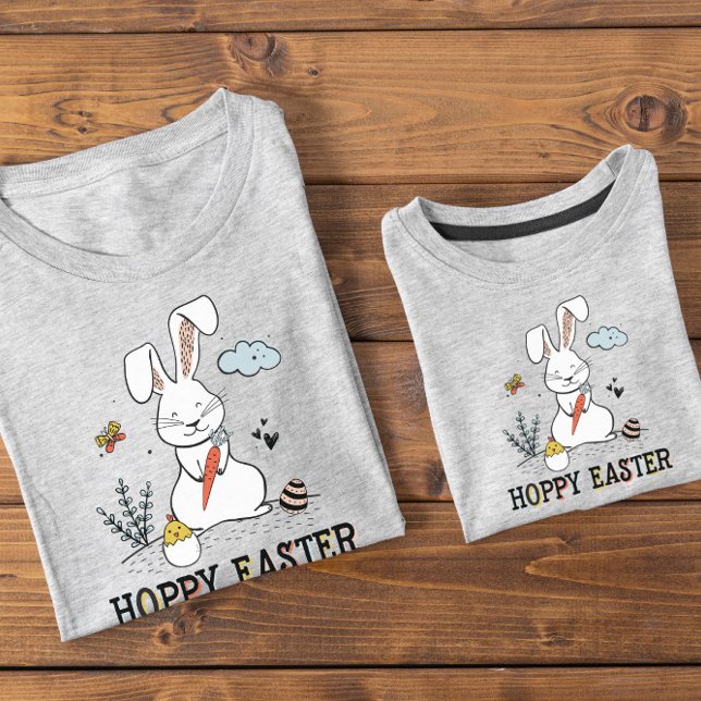 Camiseta Hoppy Easter Cute Doodle Easter Bunny T-Shirt (Criador carregado)