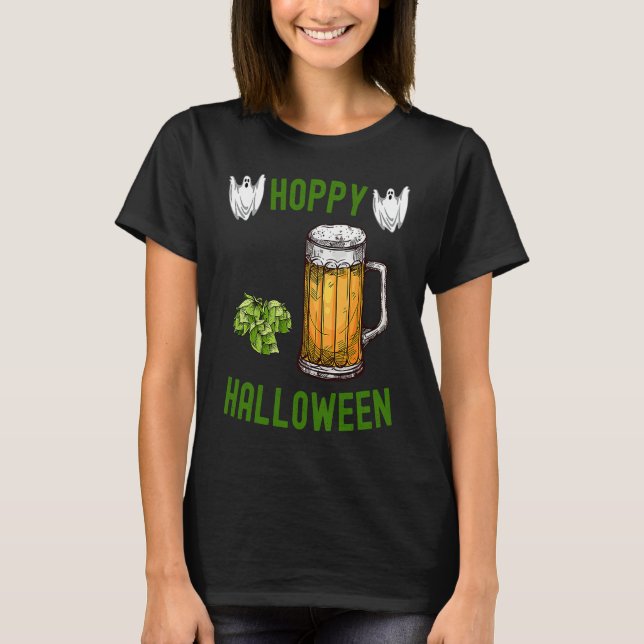 Camiseta Hoppy Halloween Beer  IPA Drinkers Ghost Hops Drin (Frente)