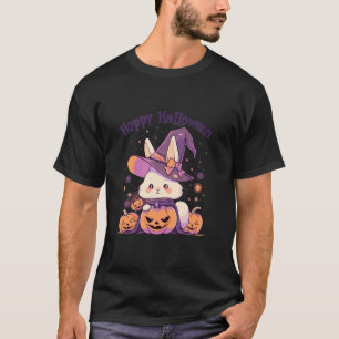 Camiseta Hoppy Halloween Feliz Pun Coelho Coelho Bruxa Cost