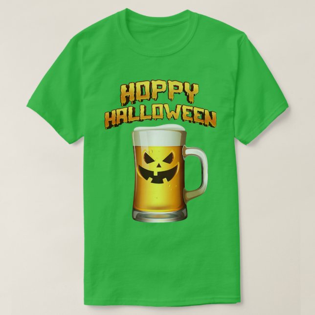 Camiseta Hoppy Halloween Pumpkin Face Beer Drinker's (Frente do Design)