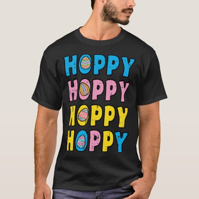 Camiseta Hoppy Happy Easter Retro Spring Men Women Kids Tod (Frente)