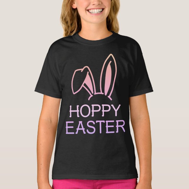 Camiseta Hoppy Hare Pastel Kids Páscoa Tee (Frente)