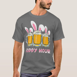Camiseta Hoppy Hour Engraçado Cerveja de Páscoa Rosa Orelha
