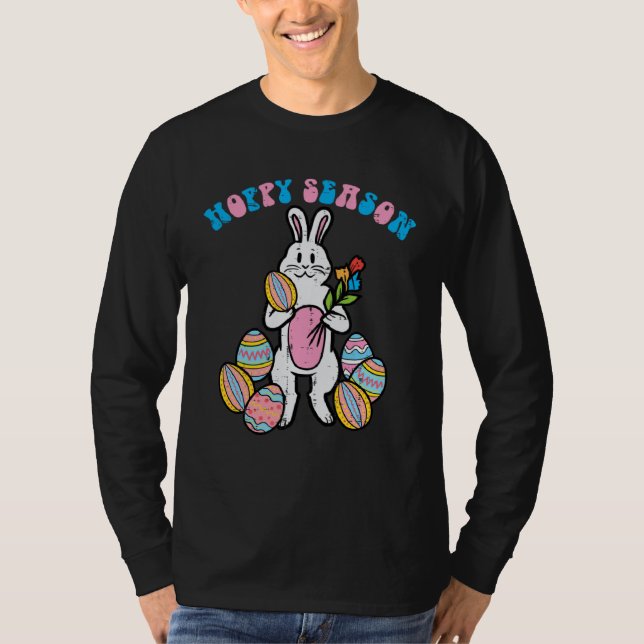Camiseta Hoppy Season Easter Bunny Egg Rose Men Boys Kids T (Frente)