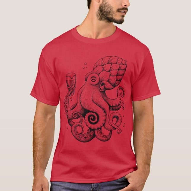 Camiseta Hoptopushe Beer Drinking Octopus (Frente)