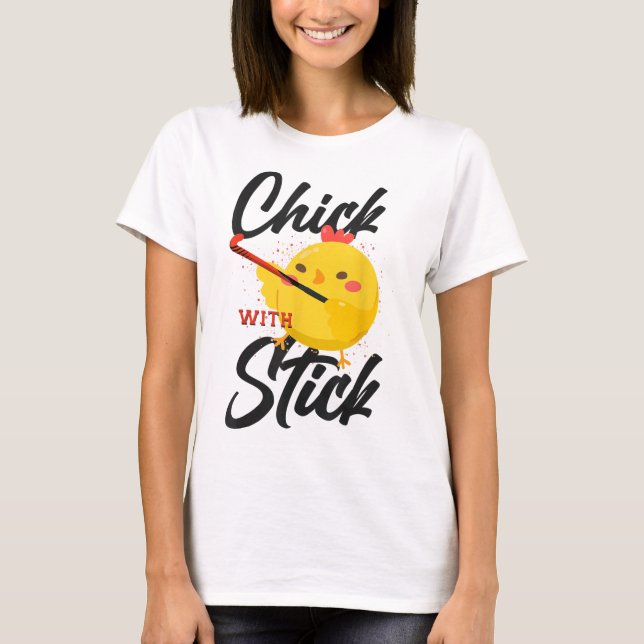 Camiseta Hóquei em Campo Frango Galinha Com Stick _3 (Frente)