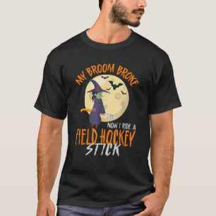 Camiseta Hóquei em Campo Halloween Bruxa Meu Vassoura Quebr