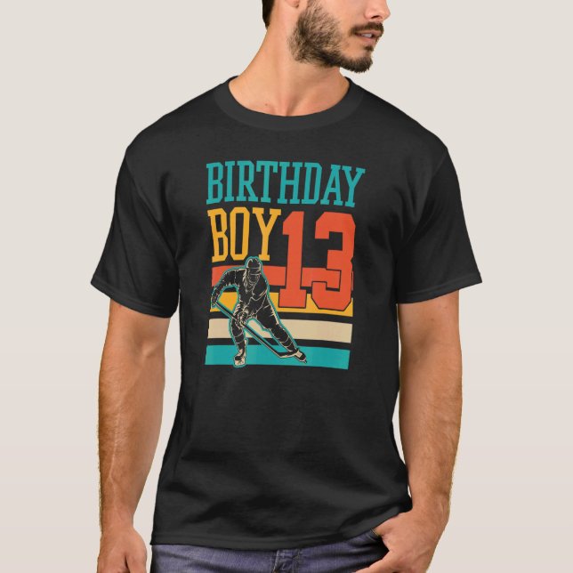 Camiseta Hóquei no Gelo de 13 anos - Festa de aniversário d (Frente)