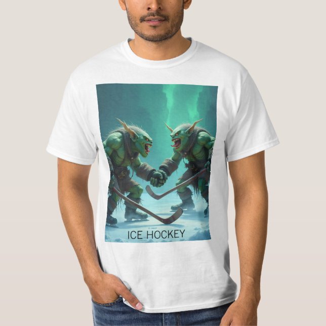 Camiseta Hóquei No Gelo Dos troll Na Camisa-T Pronta (Frente)