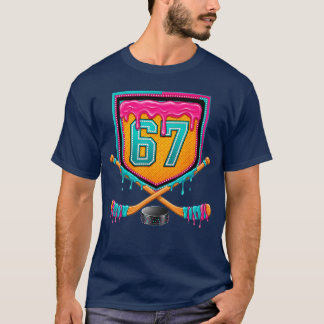 Camiseta Hóquei no Gelo Gota Número 67 Jogador de Hóquei no