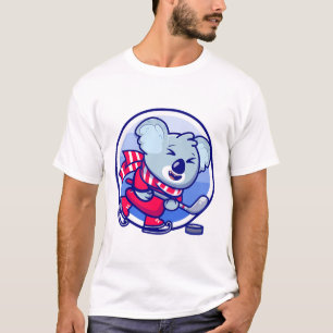 Camiseta Hóquei no Gelo Koala Infantil I Animais Divertidos