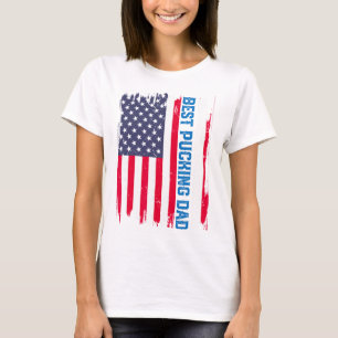Camiseta Hóquei no Gelo Melhor Pai de Disco EUA Bandeira Am