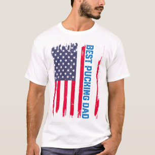 Camiseta Hóquei no Gelo Melhor Pai Rebater EUA Bandeira Ame