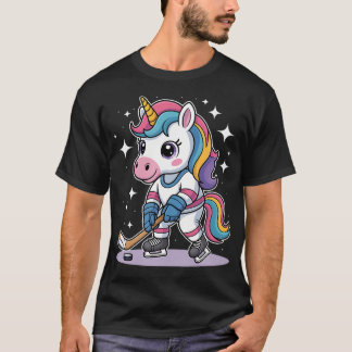 Camiseta Hóquei Unicórnio Hóquei no Gelo Meninas Divertidas