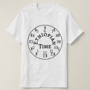 Camiseta Hora da Etiópia de Contar Relógio - Amárico e I