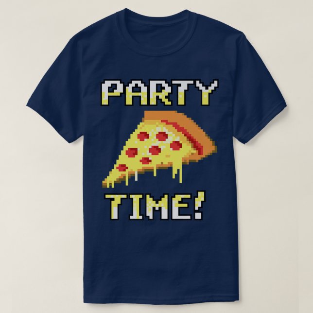 Camiseta Hora da Festa de Pizza Pixelada Gráfica Trendy! Pr (Frente do Design)