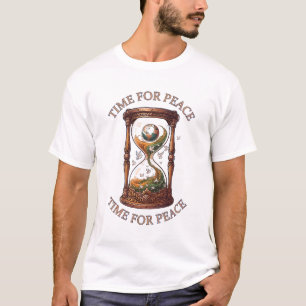 Camiseta Hora da Paz Ilustração Surrealista do Globo Relógi