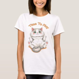 Camiseta Hora de Brincar - Melhor Design de Gato Fofo
