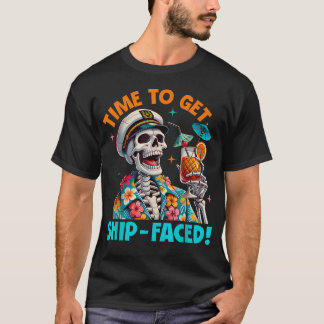 Camiseta Hora de ficar bêbado Esqueleto Homem Praia do Hava