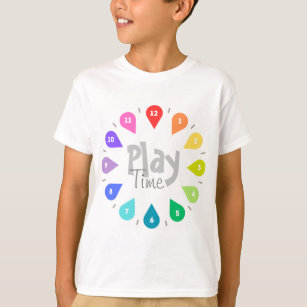 Camiseta Hora de jogar Rainbow Clock Kids Short Sleeve Shir