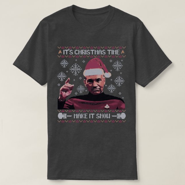 Camiseta Hora de Natal Faça-O Neve (Frente do Design)