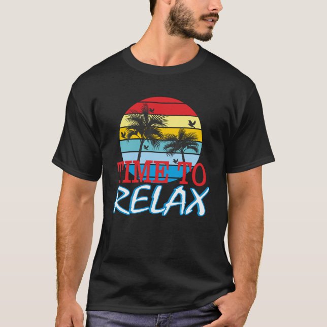 Camiseta Hora de relaxar o equipamento de praia clássico de (Frente)